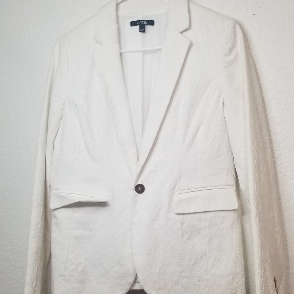 Apt. 9 White Single-Button Textured Blazer - Picture 14 of 16